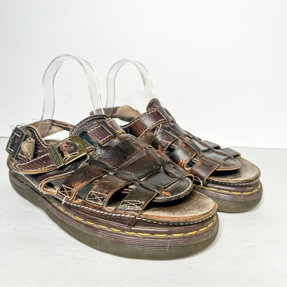 Dr. Martens Shoes - VTG Y2K Dr. Martens Chunky Fisherman Leather Sandals Slingback Size 11 Women’s